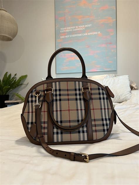 burberry orchard horseferry check bowling bag|BURBERRY Horseferry Check Small Orchard Bowling Bag Tan .